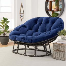 Simple and elegant chair with soft 4.5" thick tufted seat cushion (Color: Navy Blue, Material: Wood, Steel)