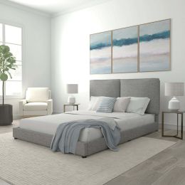 Upholstered Pillow Queen Platform Bed; Nature Gray (Color: Nature Gray, Material: MDF, LVL, Foam, Fabric)