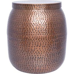 Outdoor Hammered Garden Stool; Antique Copper; storage stool (Color: 18")