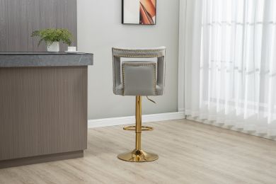 COOLMORE Bar Stools with Back and Footrest Counter Height bar Chairs (Color: Gray)