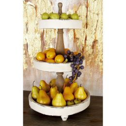 15" x 24" Wood 3 Tiered Server; 1-Piece (Color: White, Material: wood)