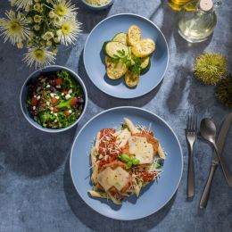 12-Piece Blue Stoneware Dinnerware Set (Color: Blue, Material: Stoneware)