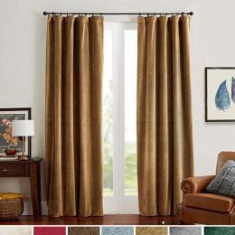 Velvet Blackout Curtains 84 inches Length Thermal Insulated Soft Drapes for Bedroom Living Room Rod Pocket Window Curtains 2 Panels (Color: Brown, Material: Velvet Textured Fabric)